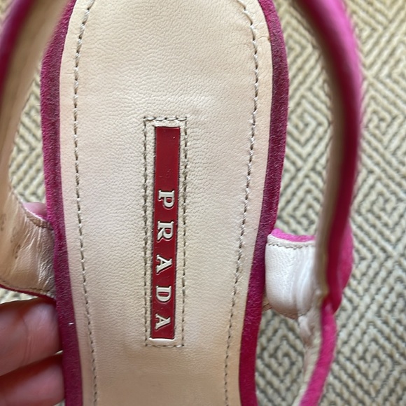 Prada Hot Pink Espadrille Wedge Sandals, 38 - Picture 8 of 16